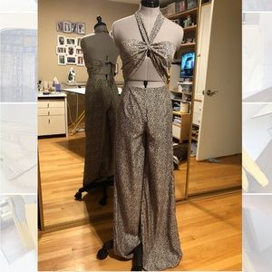 Silky Brown Print Jumpsuit S